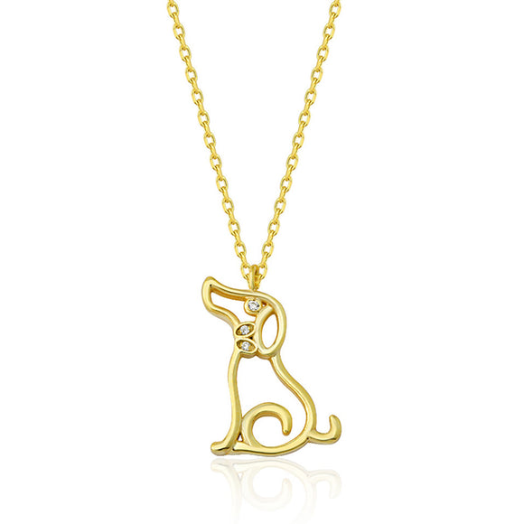 Gold Diamond Dog Necklace Pendant for Women